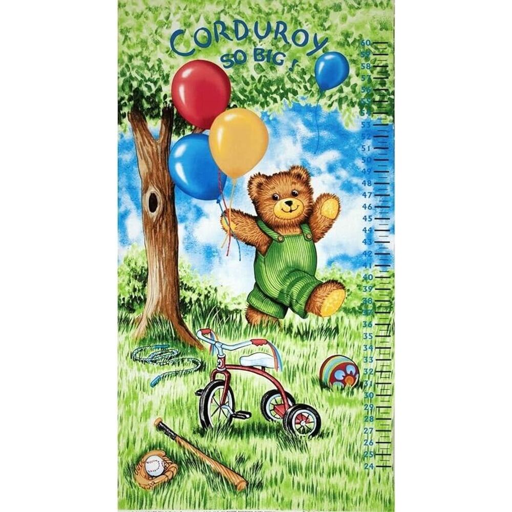 Corduroy Bear childrens growth chart panel Timeless Treasures fabric